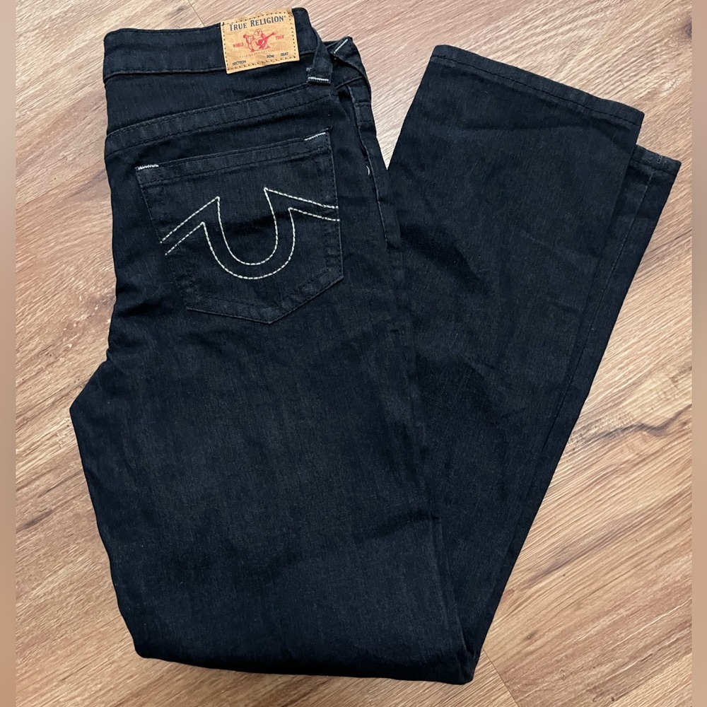 True Religion dark wash jeans, EUC, size 14 relaxed slim